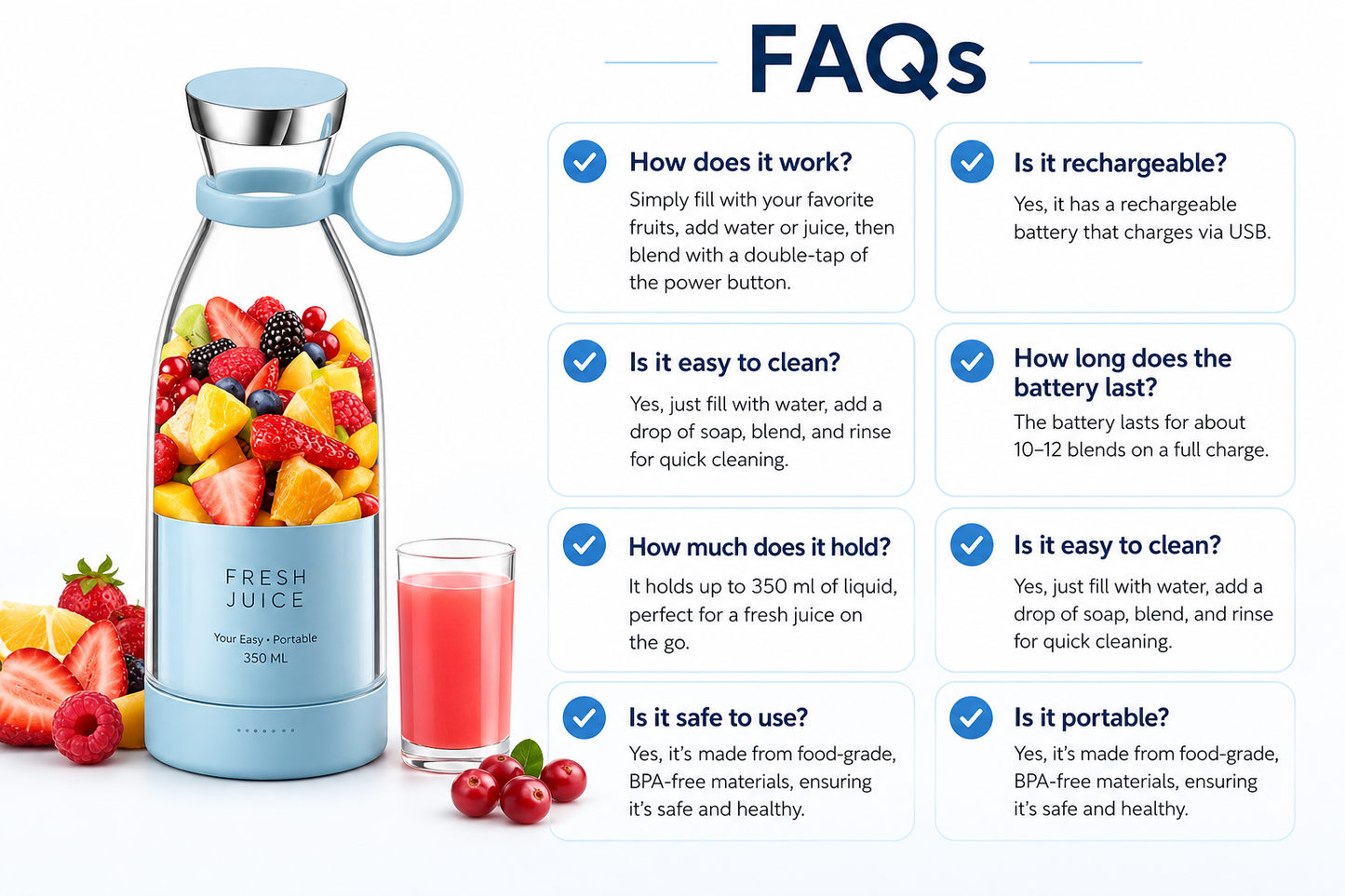 Portable Mini Blender for Fresh Juice